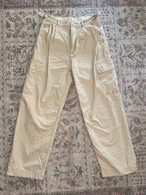 AE77 Premium Pleated Cargo Pant in Cream